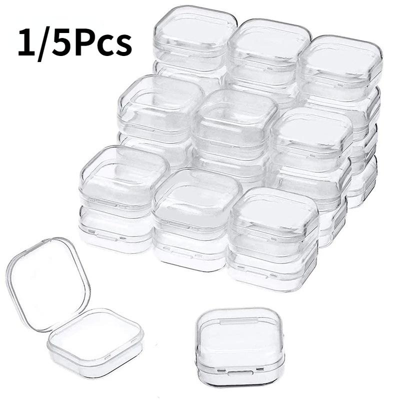Hộp Nhựa Vuông Nhỏ Trong Suốt 1 5 Cái Hộp Đựng Nút Tai Trang Sức Hộp Đựng Hoàn Thiện Hộp Đựng Bao Bì Bông Tai Cửa Hàng Trang Sức