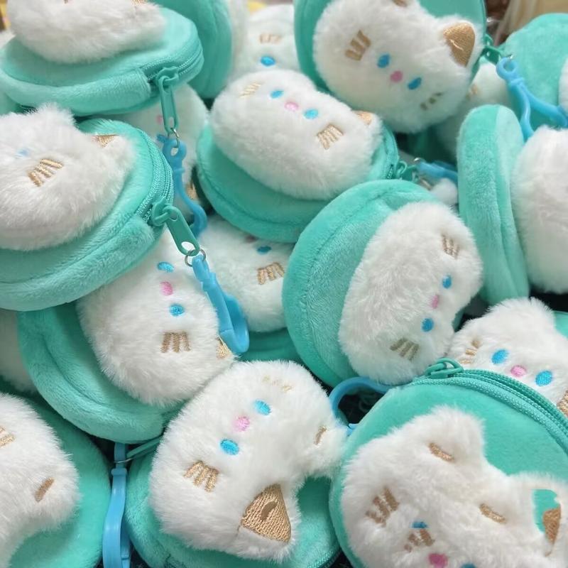 ví đựng tiền Xu Hoạt Hình Mini Nhỏ Thiết Kế Mèo Mắt Xanh Búp Bê Nhồi Bông Có Tai Nghe Túi Lưu Trữ, Mặt Dây Chuyền 1