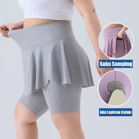 Gambar Legging Rok Celana Olahraga Wanita 2 in 1 Jumbo • High Waist Polos • Hijab Sport Yoga Gym Tennis Running - 8315-3Hitam, M BB:40-50KG dari HOTSHOW Official Store Kab. Tangerang 4 Tokopedia