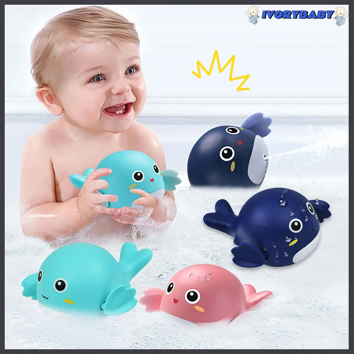 IVORYBABY Baby bath toys cute dolphin swimming toy for baby