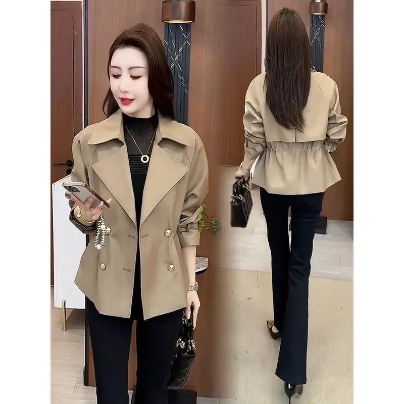 Áo khoác ngoài ngắn, thời trang, dành cho phụ nữ, phong cách mới mùa Mùa Xuân, eo Rộng rãi, Bó Sát, hai bên ngực, Dễ Phối Đồ áo Thường Ngày 0