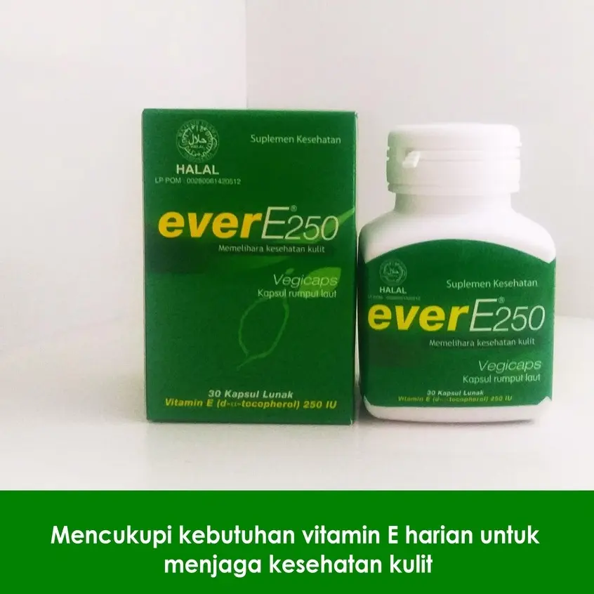 EVER E 250 IU VITAMIN E MEMELIHARA KESEHATAN KULIT ISI 30 KAPSUL LUNAK