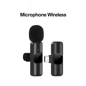 K8 Microphone Wireless Clip On Mic Mikrofon Nirkabel HP Vlogging Podcast Noise Reduction