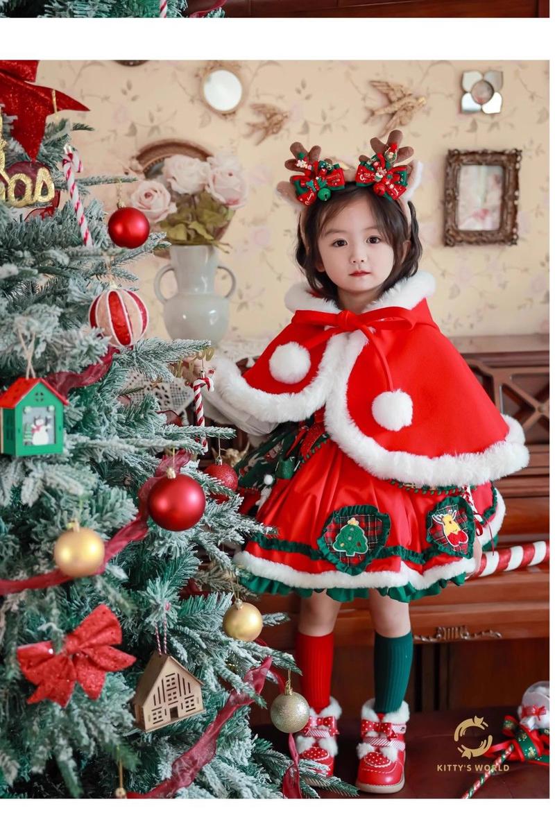Product Introduction of Quần Áo Giáng Sinh Cho Trẻ Em, Váy In Hình Nai Sừng Tấm, Áo Choàng Đỏ, Váy Mùa Đông Cho Bé Gái, Váy Lolita Và Công Chúa, Phong Cách Phương Tây 24