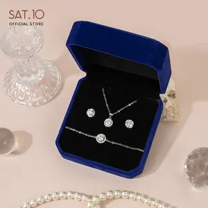 SAT.10 Desain Original Set Kalung Anting Gelang Bentuk Batu Permata Bahan Titanium SAT-4101-4103