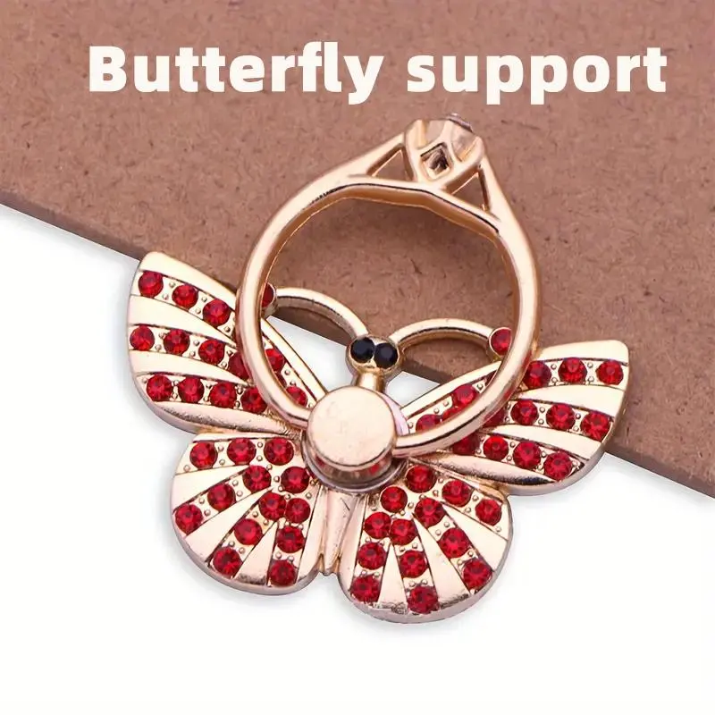 Cute Butterfly Design Phone Holder Ring, Rhinestone Decor Phone Back Finger Ring, Universal Phone Accessories for Women & Girls 3