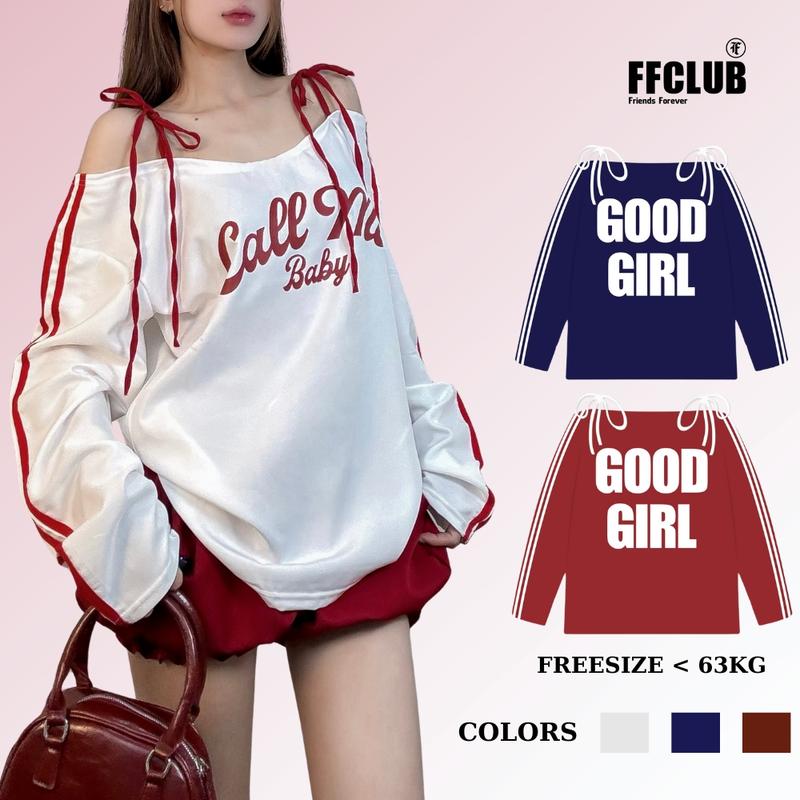 ÁO THUN LỆCH VAI FORM RỘNG PHỐI 2 DÂY MIX - FRIENDS FOREVER CHÍNH HÃNG