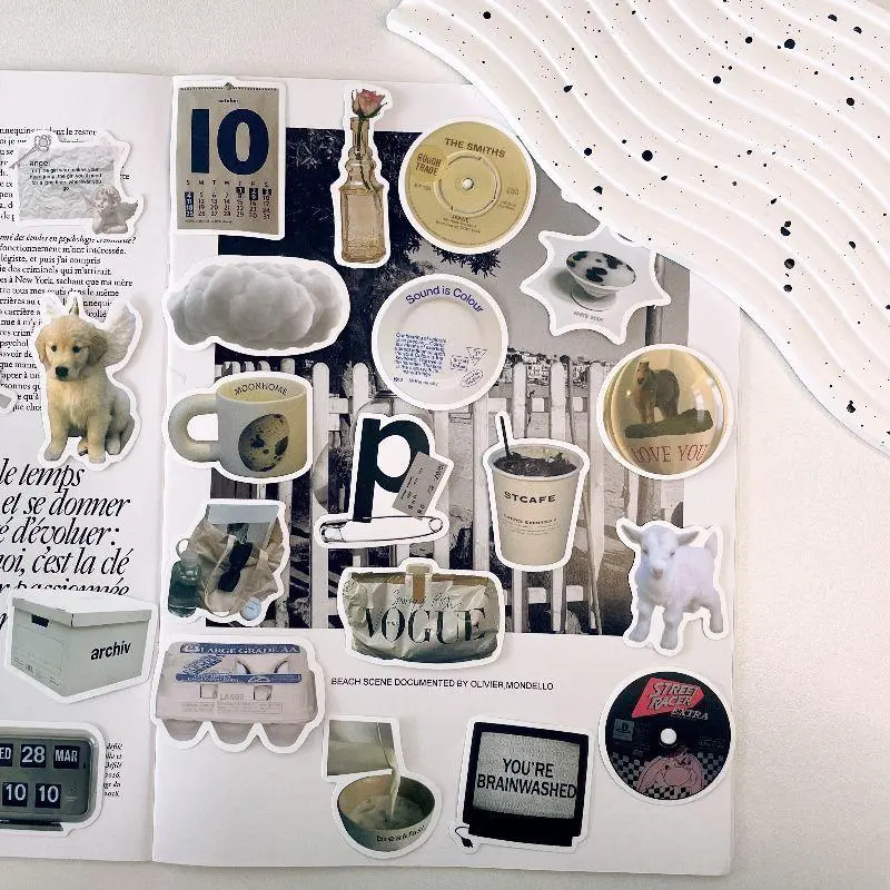 Realistic Style Fashion Decorative Sticker, 57pcs/set Waterproof Self Adhesive Decor Paper, Decor Sticker for Gift Greeting Card Water Bottle Laptop Phone 8
