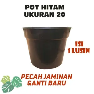 pot bunga ukuran 20 paket isi 1 lusin murah / pot tanaman plastik murah / pot bunga hitam ukuran 20 dan 25