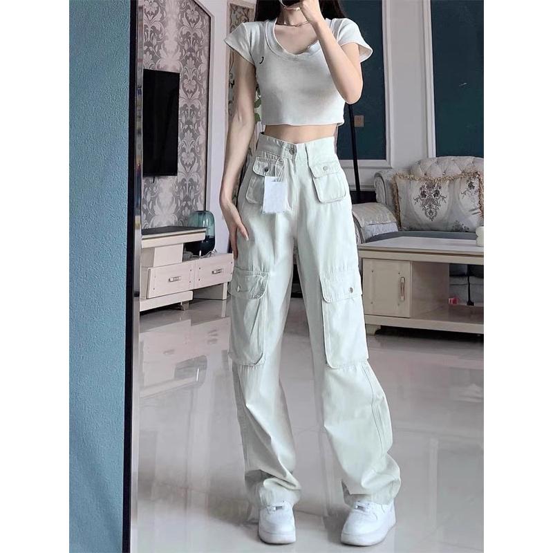 BEIGE JEANS CELANA PANJANG WANITA CARGO LONG PANTS WOMEN MX681 7