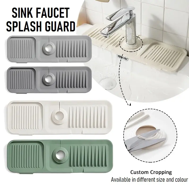 Kitchen Tap Faucet Splash Guard Waterproof Splash Pad Silicone Water Mat 2 Sizes