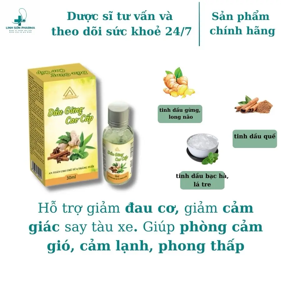 Dầu gừng cao cấp - Giúp thư giãn ngâm chân, xoa bóp, tránh cảm gió, cảm lạnh - Lọ 30ml