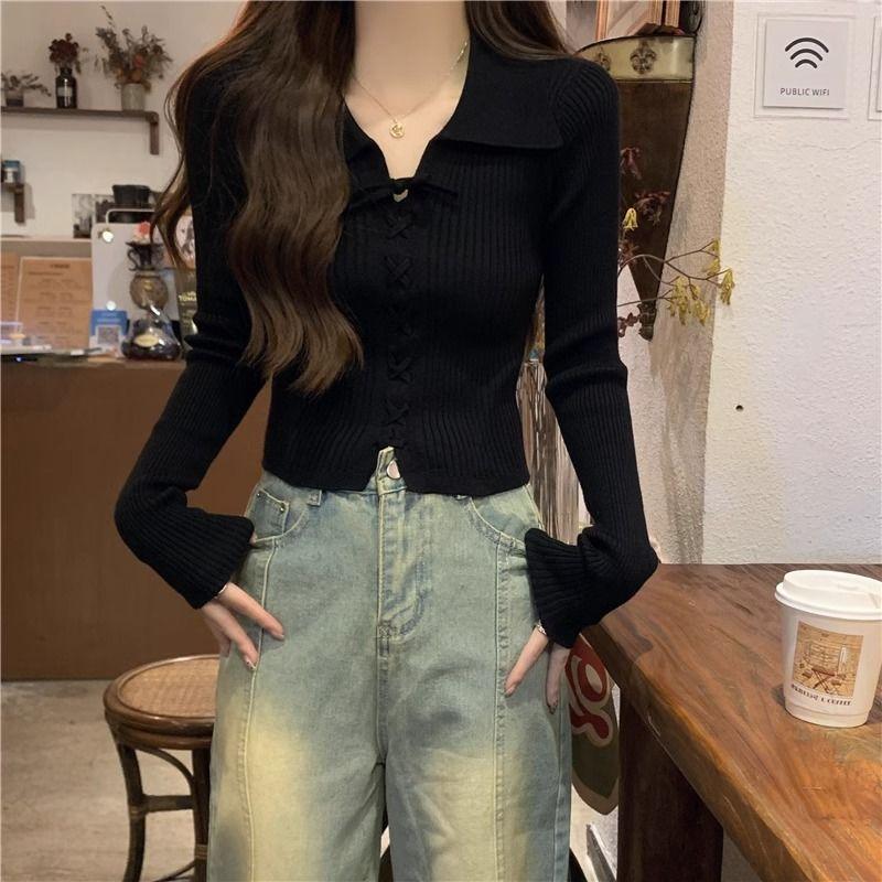Product Introduction of Áo Len Dệt Kim, Dài Tay, Cổ Polo, Hàng Mới Về Mùa Thu 2024, Áo Len Mặc Trong, Ngắn Và Nhỏ, Có Thể Mặc Bên Trong Áo Len, Dành Cho Nữ, Thích Hợp Cho Mùa Thu Và Mùa Đông 36