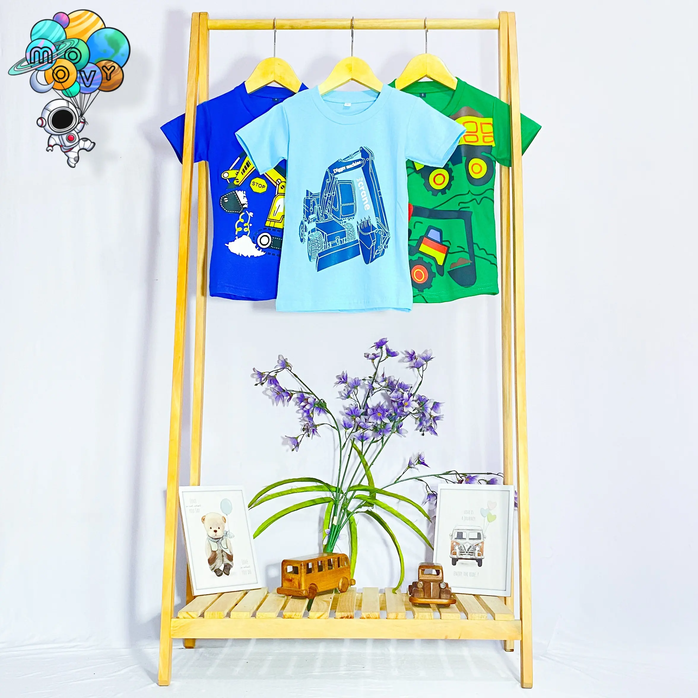 Atasan Kaos Anak Laki Usia 1 - 8 Tahun Motif Beko / Tractor Bahan Cotton Combed 30S Sablon Plastisol