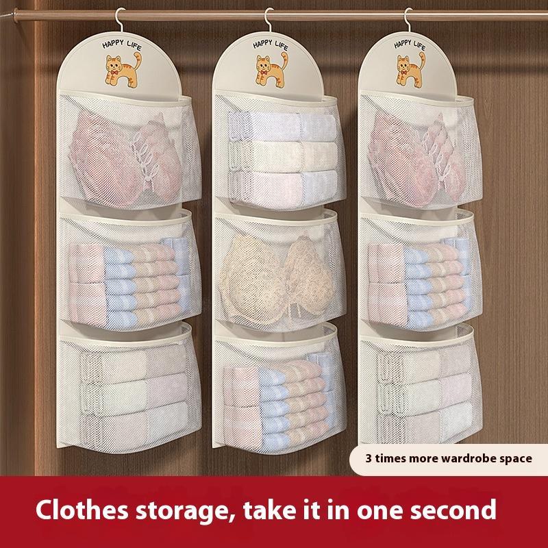 Túi Lưới Lưu Trữ, Dung Tích Lớn, 2 / 3 Lớp, Cho Đồ Lót Và Tất, Thoáng Khí, Túi Sắp Xếp Tủ Quần Áo, Có Móc Treo Quần Áo
