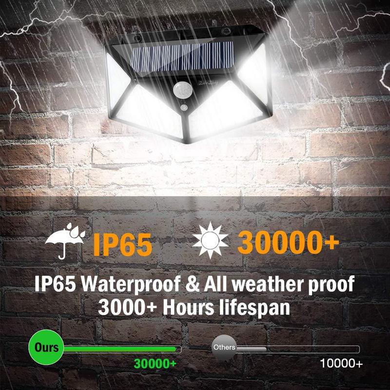 Đèn LED năng lượng mặt trời chống nước cảm biến chuyển động 100 LED 3 chế độ siêu sáng 2