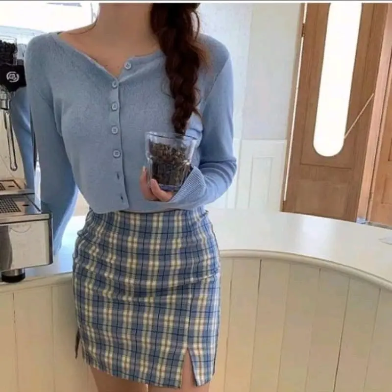 Ken Grosir rok aline motif kotak tartan 1