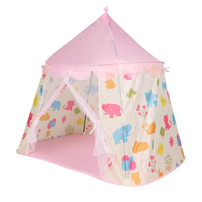 Cartoon Pattern Pop Up Tent, Foldable Princess Play Tent, Indoor Playhouse for Girls, Outdoor Camping Tent, Birthday Gift for Kids 0