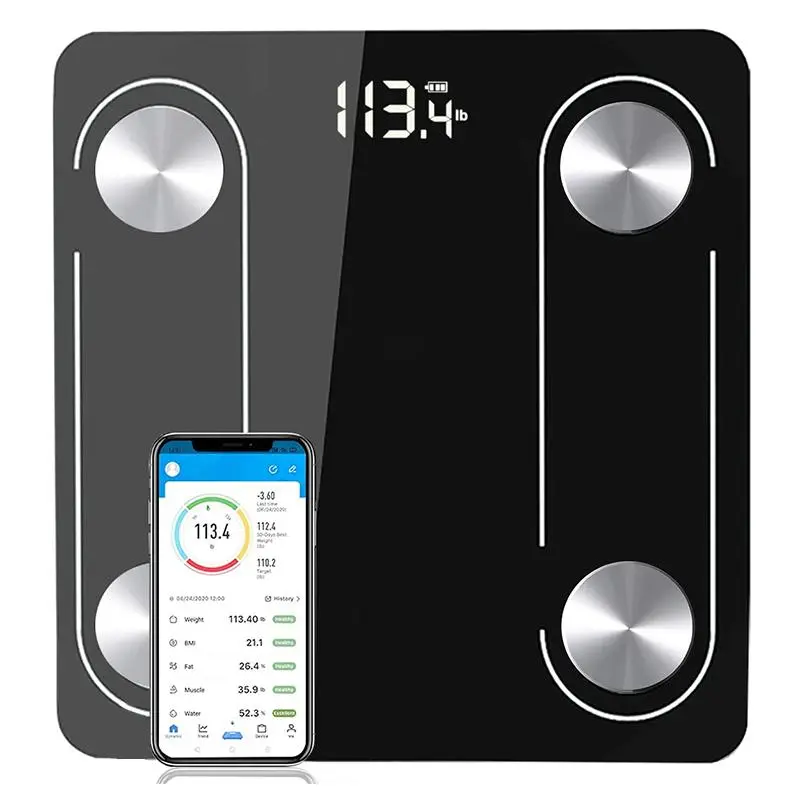 Smart Electric Digital Scale, 1 Count Connect To Mobile Phone Body Weighing Fit Scale, Accurate Digital Scale, Portable Home Electronic Scale