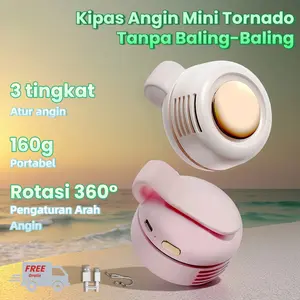 Kipas Mini Portable USB｜Turbo Fan Tanpa Baling｜Bulat 360 Angin｜Pinggang Leher｜Ringan FX09