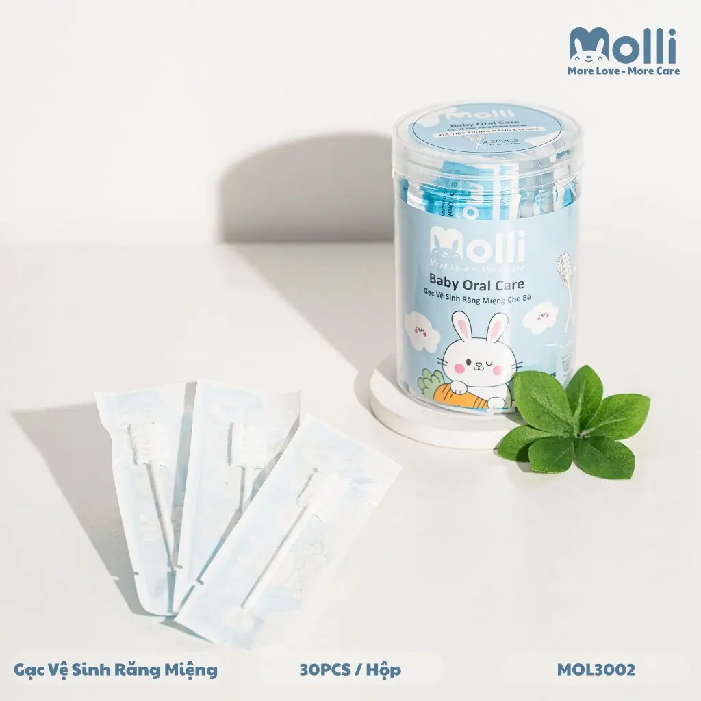 Gạc vệ sinh răng miệng Molli cho bé hộp 30 cái
