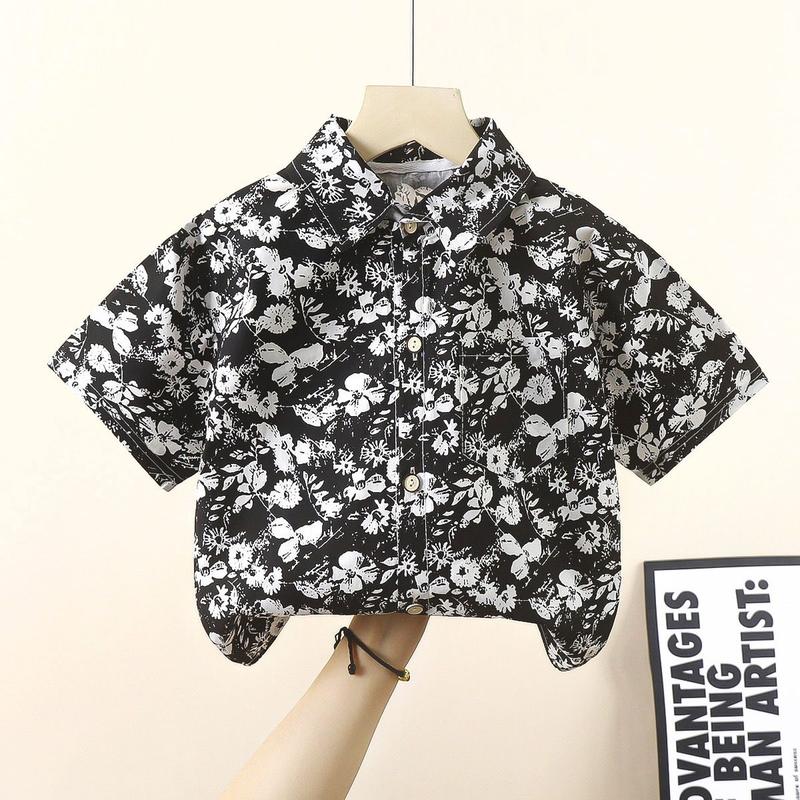Product Introduction of Áo Sơ Mi ngắn Tay Cotton Nguyên Chất, Cho Bé Trai, In Hoa, Dễ Thương Và Dáng Rộng Rãi, Áo Thường Ngày Thích Hợp Cho Trẻ Sơ Sinh, Hàng Mới Về Mùa Hè, Xếp Hạng Tích Cực 90% 3