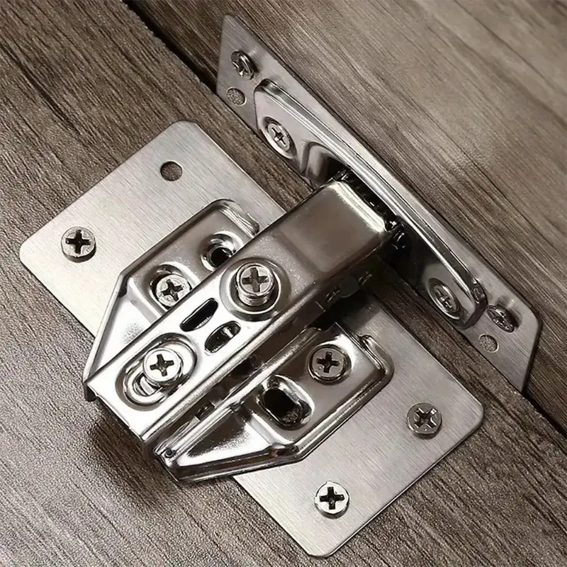 Bộ dụng cụ tấm phục hồi bản lề tủ, thép không gỉ, tấm gắn cửa, có vít và lỗ, cho đồ nội thất tủ bếp gia đình, có sẵn trong 2 / 4 / 10 cái 4