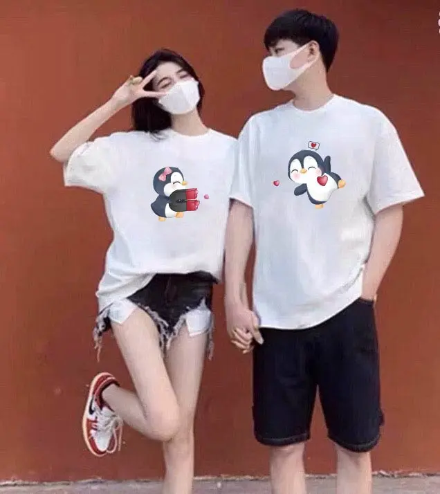 Áo thun, áo phông cặp nam nữ, áo đôi mặc với người yêu in hình CHIM CÁNH CỤT đáng yêu, ý nghĩa, cá tính (GIÁ 1 ÁO) chất vải mềm mịn thoáng mát, phong cách năng động Women  - Men Top 4