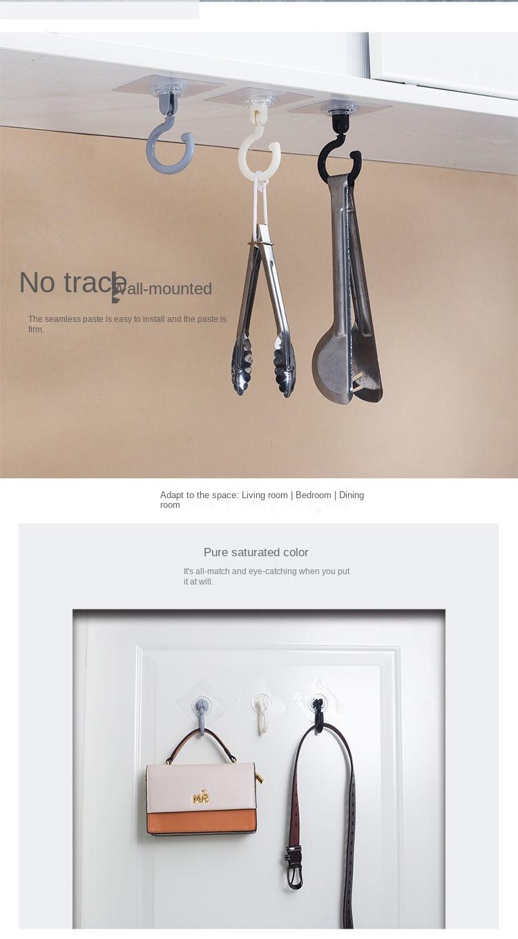Product Introduction of Heavy Duty Adhesive Hook 360 ° Rotating Ceiling Hook Wall Hanging Hook By Back Coat Hook [Wholesale] Kitchen Organiser 3