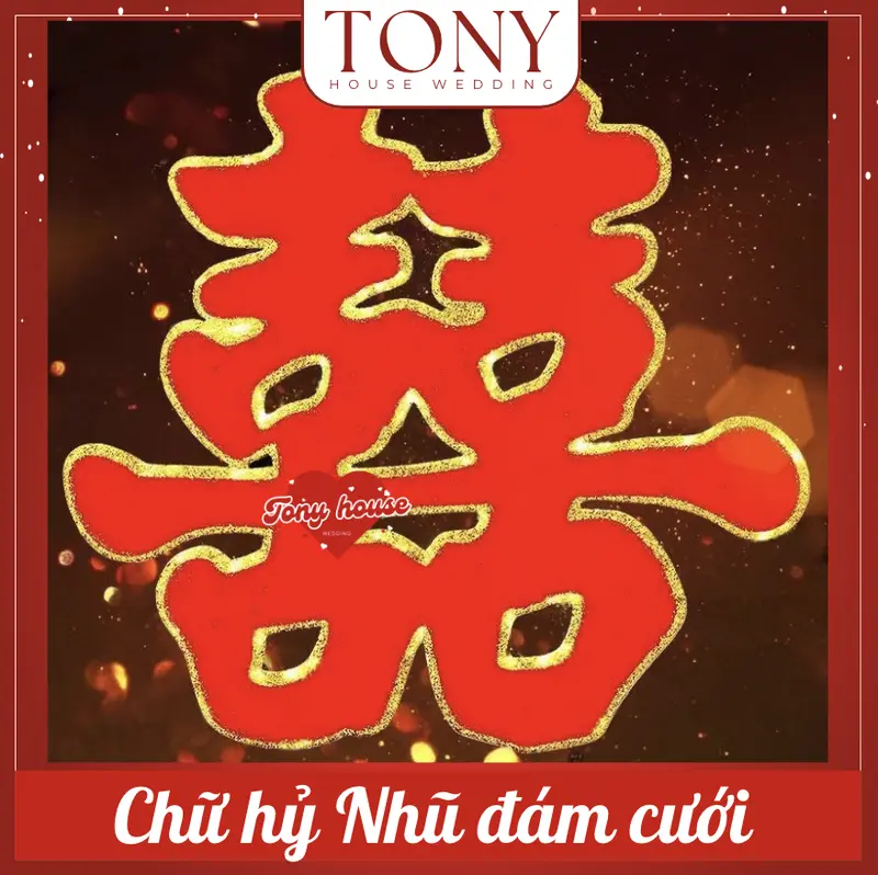 [Kho sỉ] Chữ hỷ nhũ trang trí tiệc cưới - mâm quả cưới 2