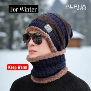 Topi Kupluk Dan Syal Set Beanie Topi Winter Topi Musim Dingin Topi Rajut Pria 100% Wol Premium Lembut Mendaki Gunung Hiking Sky Berselancar Winter Musim Dingin Spring Musim Semi