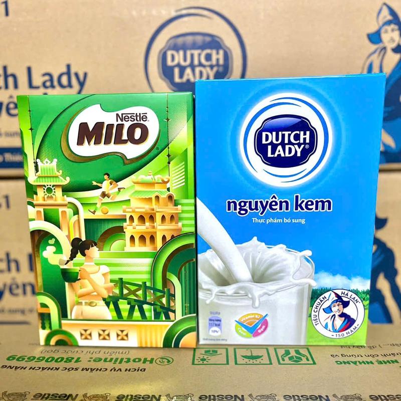 Combo Sữa Milo + Nguyên kem Dutch lady hộp giấy - Sản phẩm dinh dưỡng