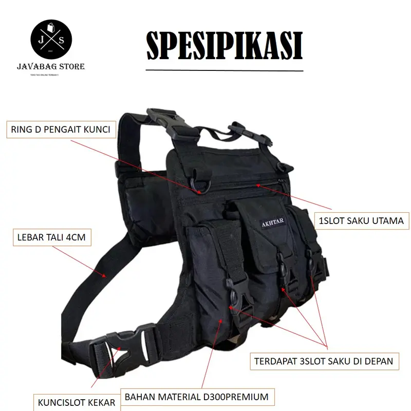 TAS DADA ROMPI TACTICAL ARMY HITAM POLICE ORIGINAL NR-59 TERBARU 1