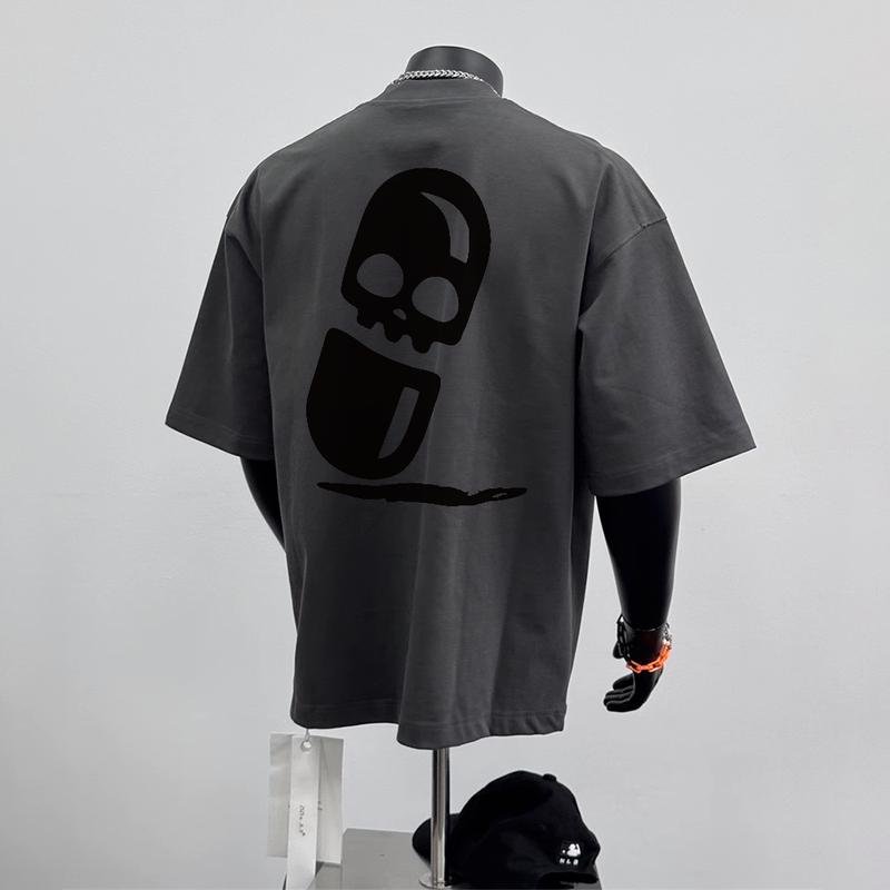 Áo Thun Ngoại Cỡ Thiết Kế Rộng Thùng Thình Đường Phố Cổ Điển, 100% Cotton, Ngắn Tay, Áo Cổ Thuyền Cho Nam Và Nữ, Unisex  cá tính 5