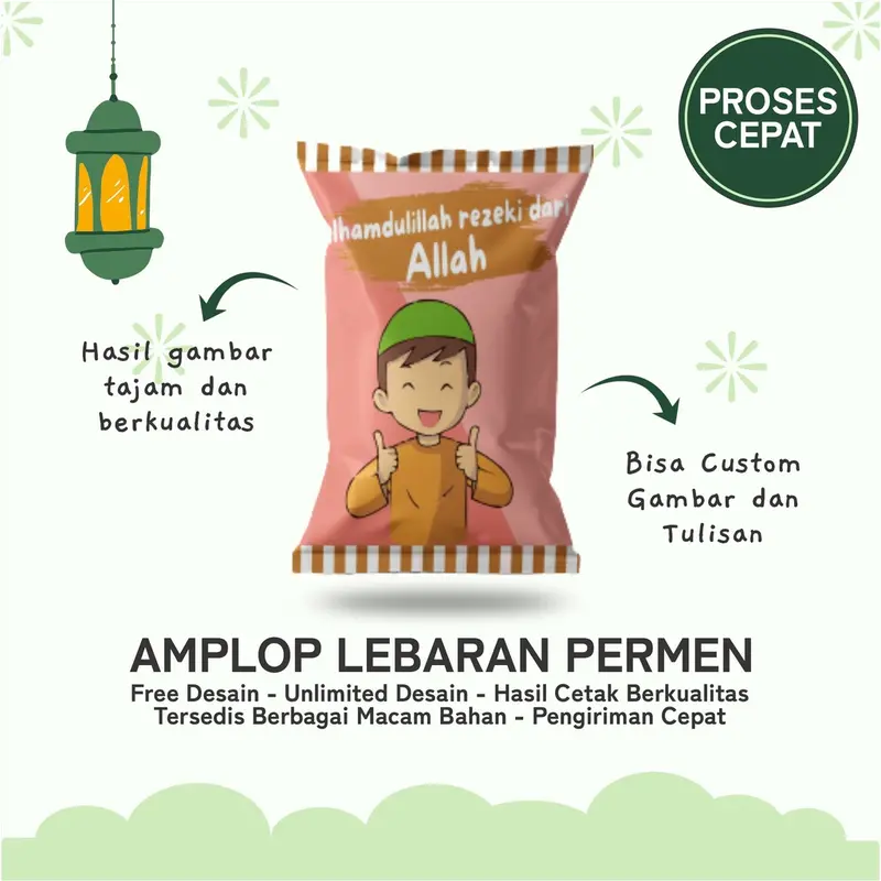 (ISI 100 PCS) Amplop THR Lebaran Idul fitri Bentuk Permen / Amplop Lebaran 2025 3