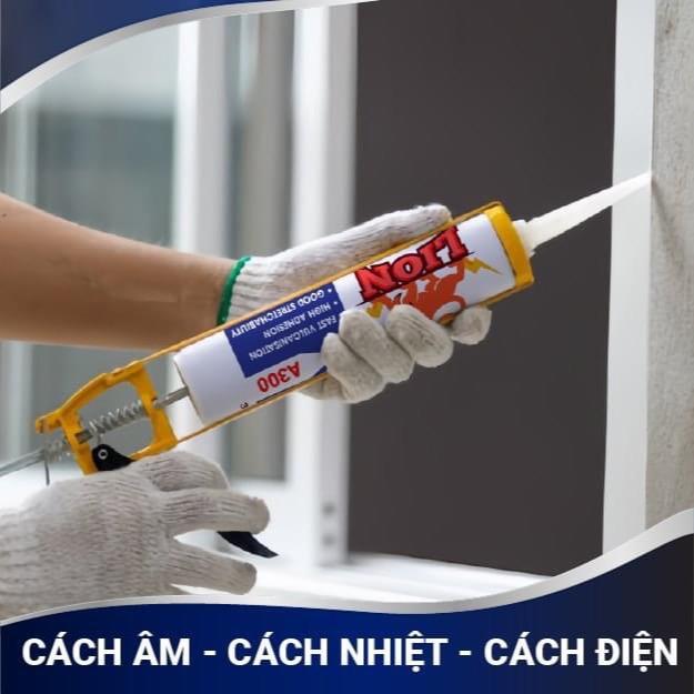1 THÙNG 24 chai 300ml  silicon A300 LION dán nhôm kính,trám bê tông,khe hở, dán nội thất,  dẻo bóng mịn , bền với thời tiết màu trắng trong  silicone keo sieu dinh keo dinh 6