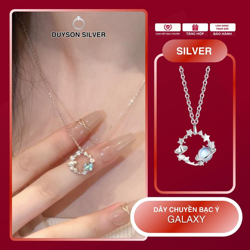 Dây chuyền bạc Ý Duyson Silver đính đá mặt trăng Moonstone, vòng cổ nữ ngân hà Galaxy [DCXK51]