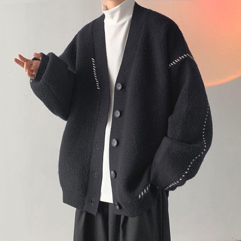 Áo Cardigan Dệt Kim, Phong Cách Cổ Điển Thường Ngày Dành Cho Nam Giới, Phong Cách Nhật Bản, Xu Hướng Thu Đông, Áo Len Bông Độc Đáo 5