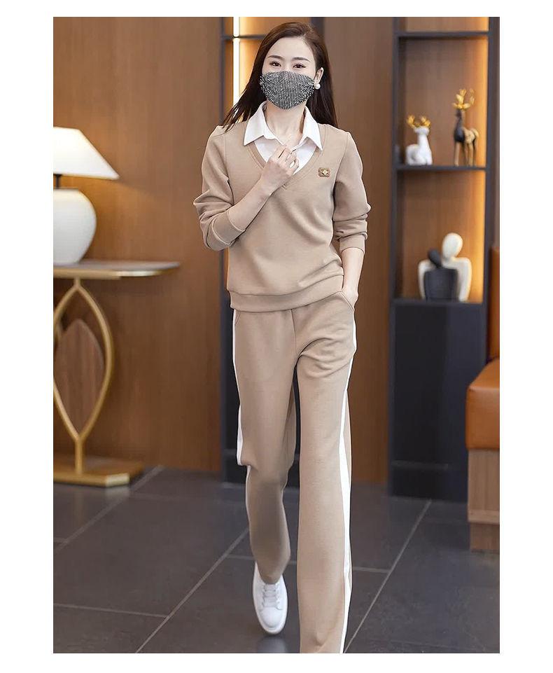 Product Introduction of Bộ Đồ Quần Áo Thể Thao Thường Ngày Cho Nữ, Bộ Sưu Tập Mùa Xuân Và Mùa Thu, Thời Trang Mới, Thích Hợp Cho Mẹ Trẻ, Áo Sơ Mi Chắp Vá, Cổ Áo, Áo Len Mỏng, Bộ Hai Mảnh 20