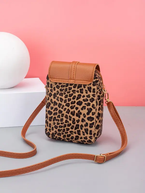 Fashion Leopard Pattern Crossbody Bag, Casual PU Leather Shoulder Bag for Women, Trendy Versatile High-quality Daily Commuting Bag, Girl Fashionable Bag 5