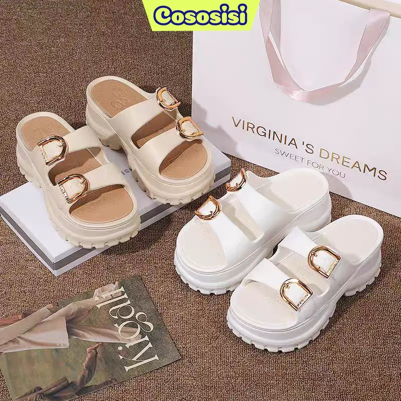 Cososisi sandal wedges wanita Kekinian Tinggi Sandal Fuji Wanita Wedges Korea Sandal Jelly Wanita