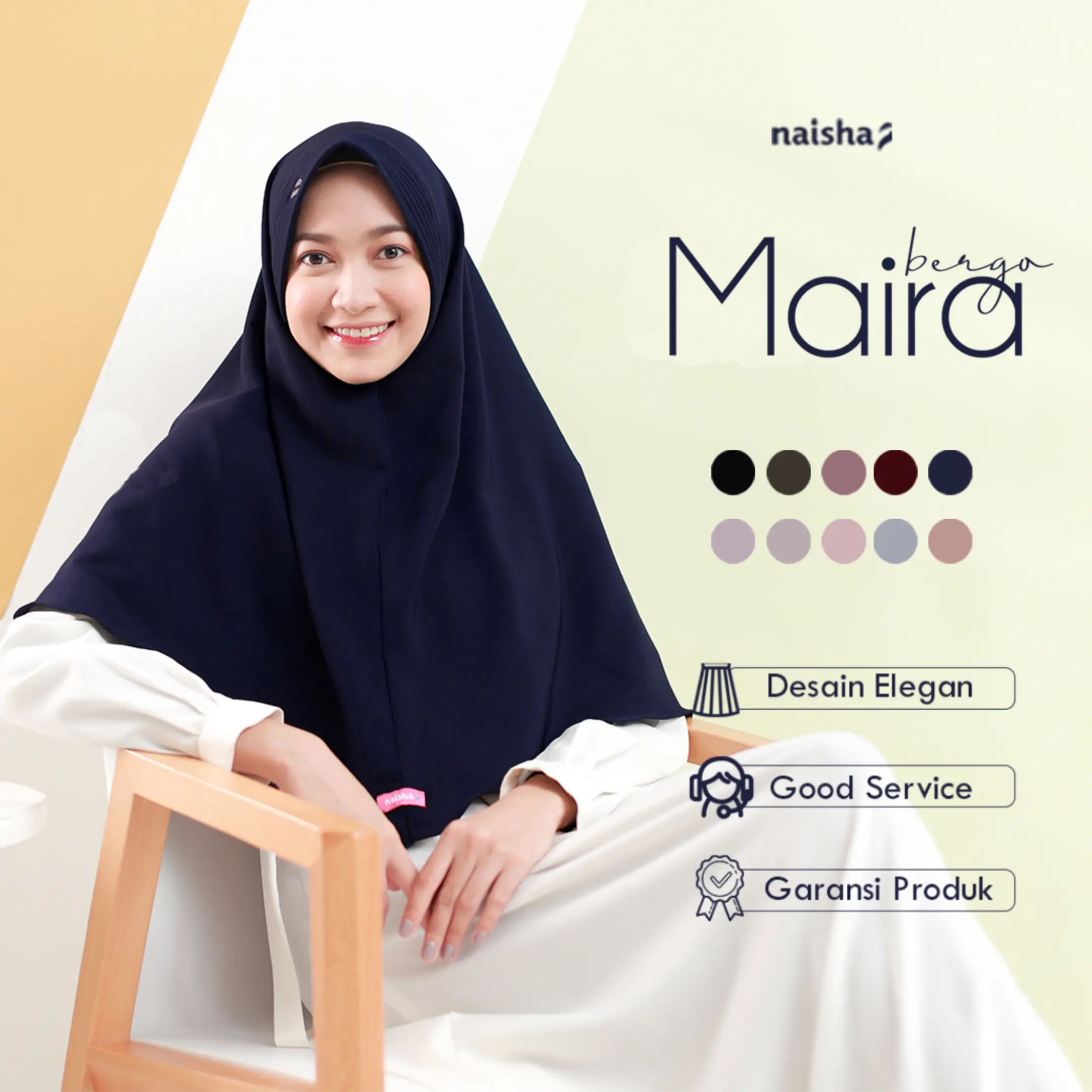 Naisha Official Bergo Pad Maira Jilbab Instan Syari Simple Daily Kerudung Nyaman Muslimah Muslim Pink Hitam Khimar