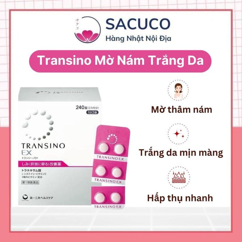   Hàng chính hãng  Viên uống Transino  mờ nám trắng da Nhật Bản Hộp 60 120 240 viên 