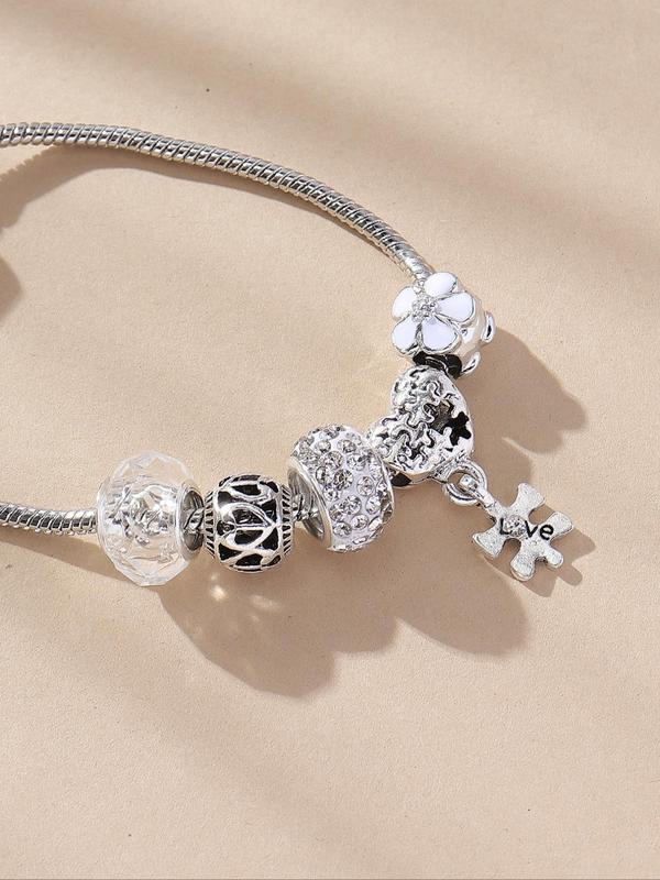 Fashion Elegant Heart Decor Bangle for Women, Rhinestone Inlaid Casual All-match Alloy Bracelet, Gift for Girlfriend 4