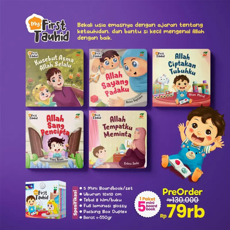 My First Tauhid - isi 5 Buku Boardbook Pengetahuan Dasar Tauhid Anak Usia 2+ Buku Cerita Anak - Ziyad Books 1