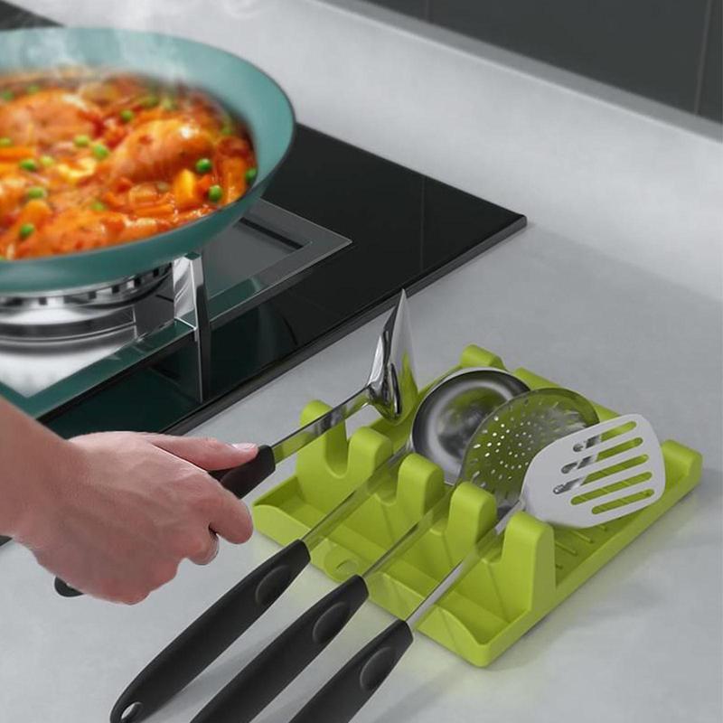 Spatula Rack, 1 Count Multi-function Pot Lid Holder Rack, Kitchen Storage Organizer 2