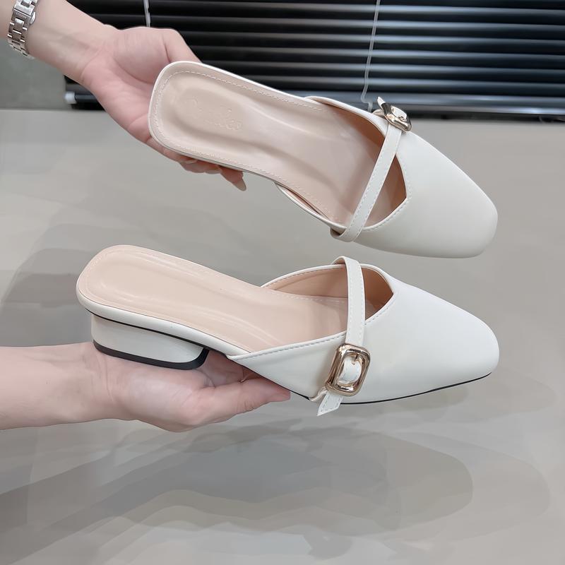  DÉP SỤC MŨI NHỌN Gót cao 3 Phân chất da mờ lì 2 màu Đen Kem Giày Bánh Bèo mã Sục DD Cổ Tim giay got 