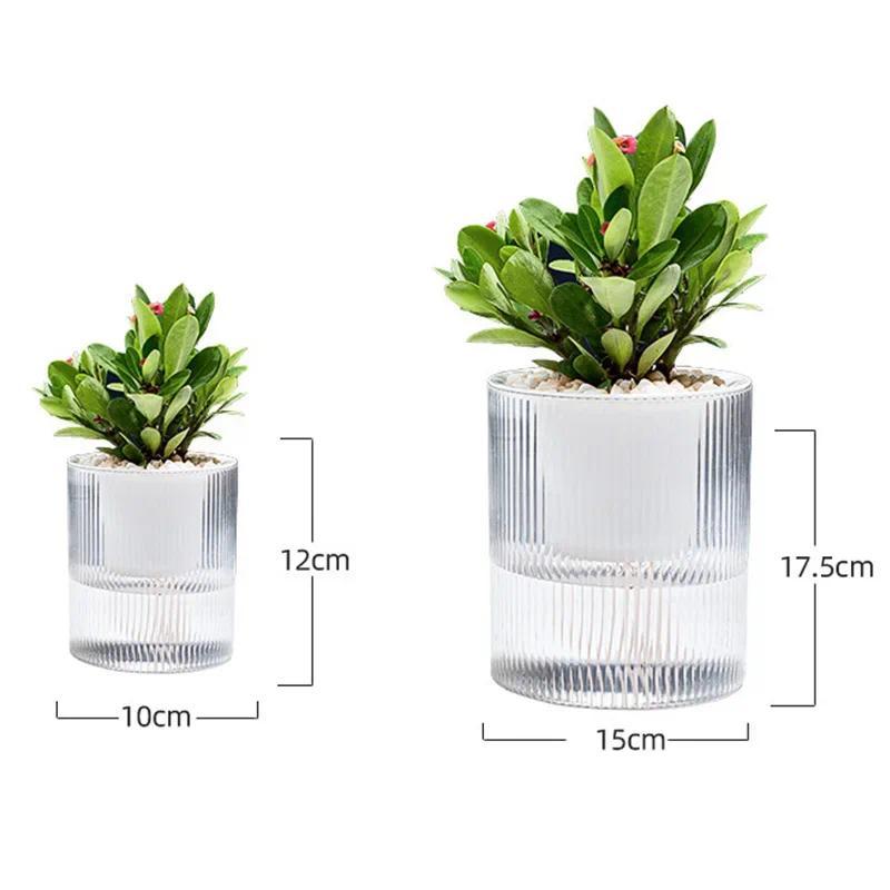 Product Introduction of High-auality Plant Self-watering Pot with Water Container Home Decoration Round Decorative FlowerPot and Planter for Garden 5