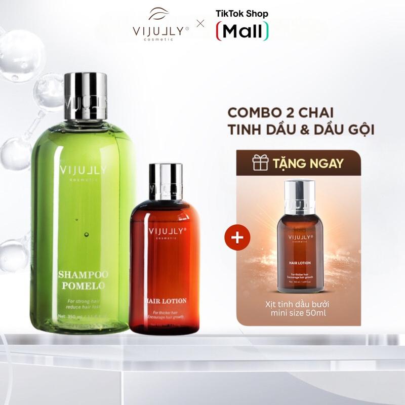 Bộ Gội Xịt Hỗ Trợ Giảm Rụng - Dưỡng Mọc Tóc ViJully Dầu Gội Bưởi và Xịt Tinh Dầu Bưởi (tặng 1 xịt mini size 50ML)