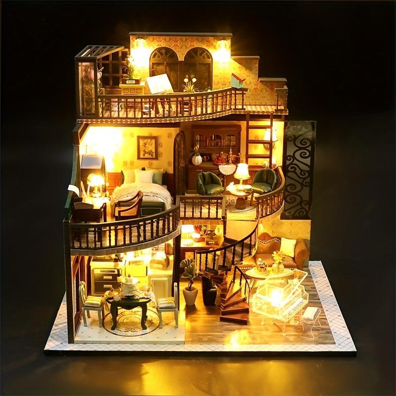 3D DIY Miniature House Model Kit (1 Set), DIY Handmade Dollhouse Kit with Furniture, Assembly Model House, Perfect Gift, Birthday Gifts Ideas, Gift for Her, Girl's Gift 2